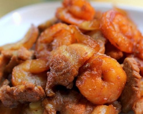 Roasted-dried-shrimp-with-pork-belly